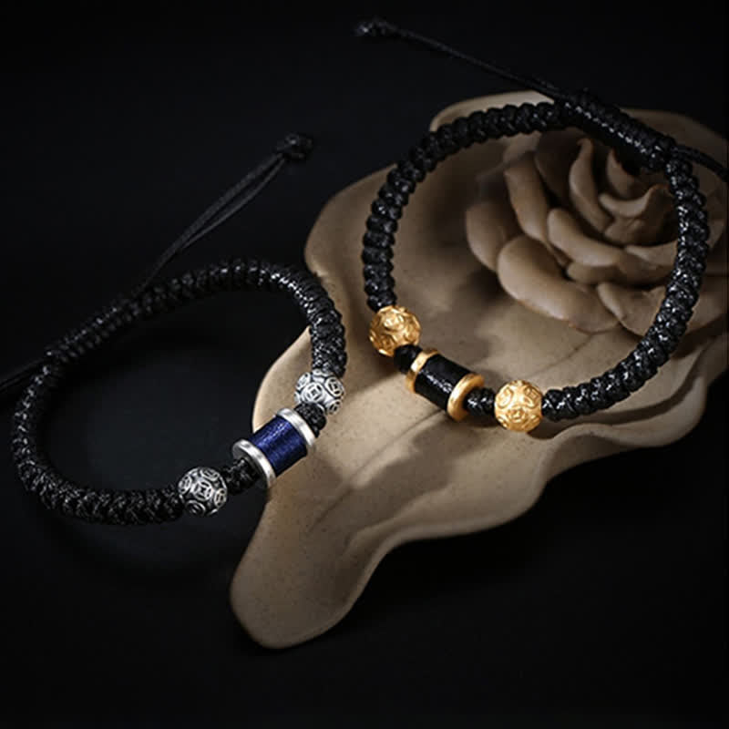 Buddha Stones 999 Sterling Silver Copper Coin Bead Copper Balance Braided String Bracelet - image 18