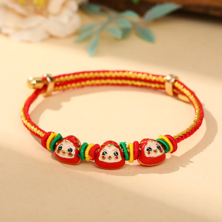 Buddha Stones Colorful Rope Zongzi Pattern Luck Handmade Child Adult Bracelet - Golden Red Rope-Three Zongzi (Red)(Wrist Circumference 12-20cm) - image 18