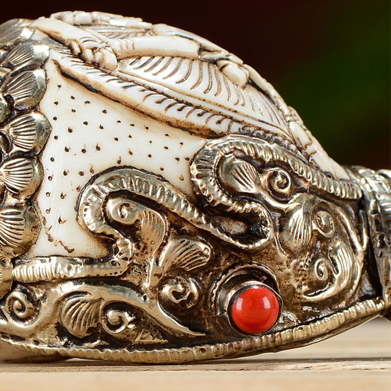 Tibetan Handmade Engraved Shankha Buddha Conch Shell Wealth Positive Decoration - image 5