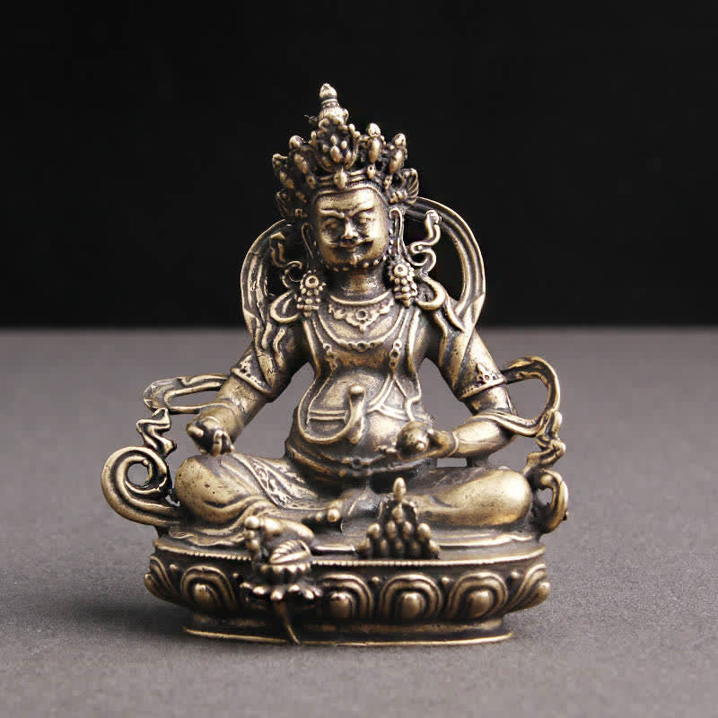 Buddha Stones Yellow Jambhala Bodhisattva Figurine Serenity Copper Statue Decoration - 56*65mm - image 0