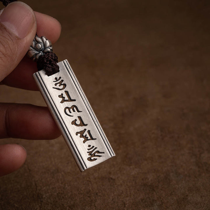 Buddha Stones 999 Sterling Silver Om Mani Padme Hum Engraved Lotus Wisdom Necklace Pendant - image 1