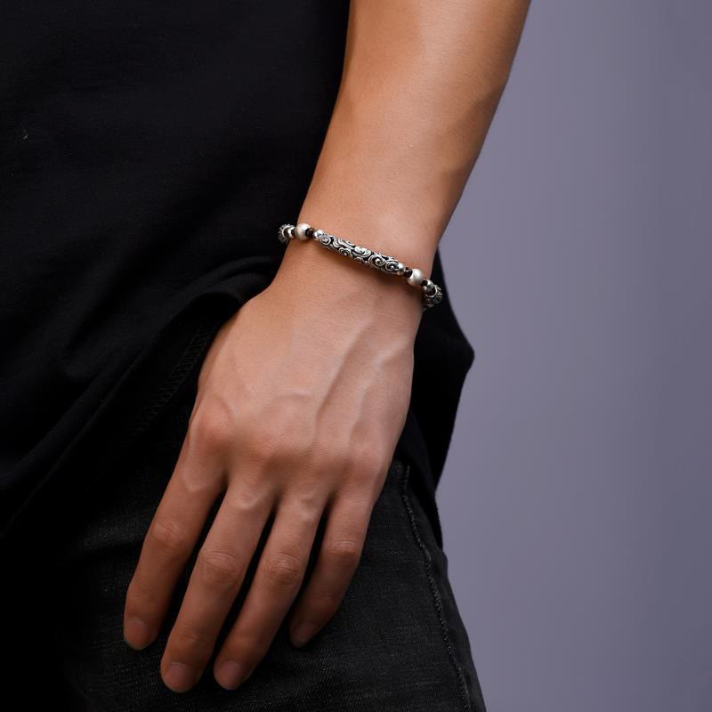 Buddha Stones Tibet Handmade Copper 999 Sterling Silver Auspicious Cloud Wealth String Bracelet - image 3