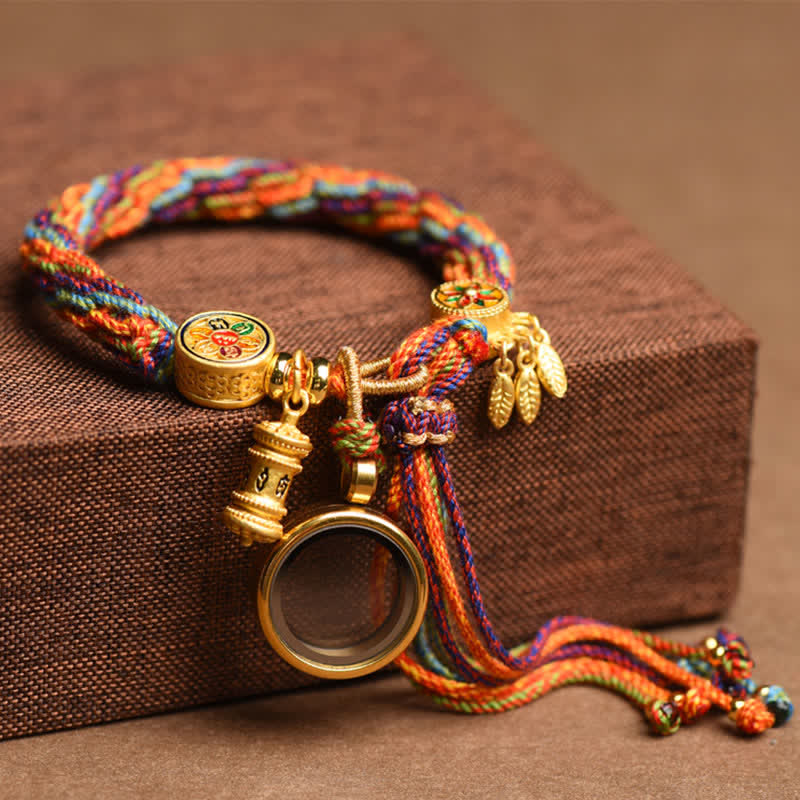 Buddha Stones Tibetan Om Mani Padme Hum Dreamcatcher Luck Colorful Reincarnation Knot String Bracelet - Om Mani Padme Hum(Love♥Focus)(Wrist Circumference 14-22cm) - image 0