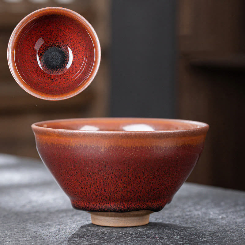 Buddha Stones Vintage Red Brown Chinese Jianzhan Porcelain Teacup Kung Fu Tea Cup - image 1