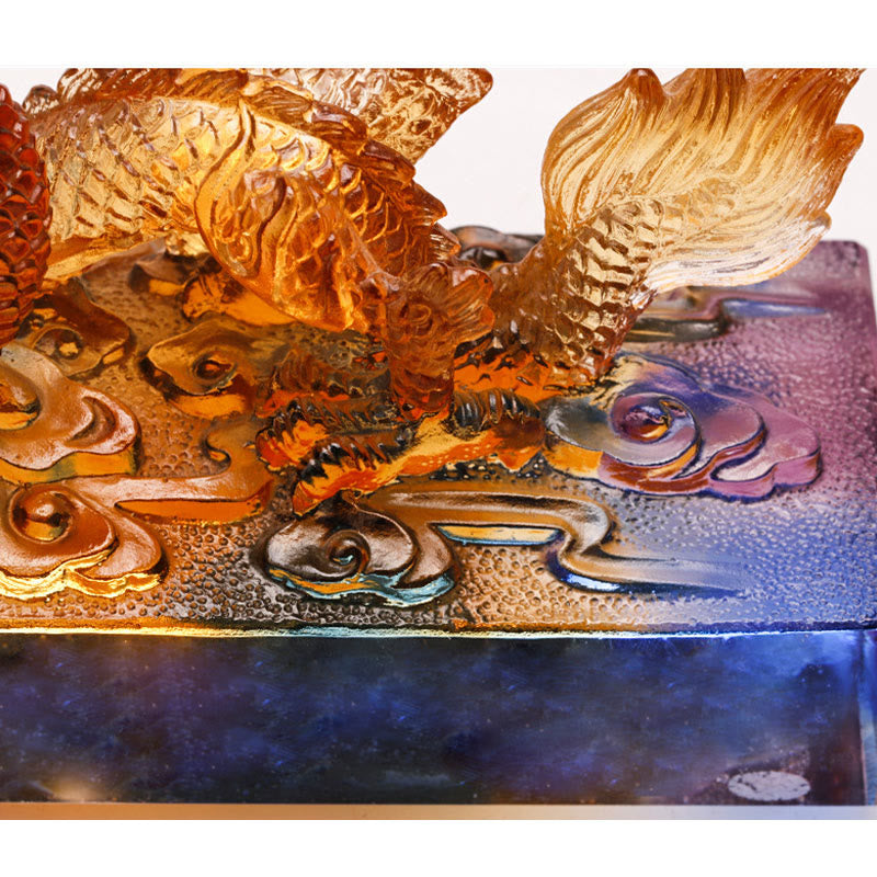 Buddha Stones Handmade Multicolored Dragon Liuli Crystal Art Piece Protection Home Office Decoration - image 10
