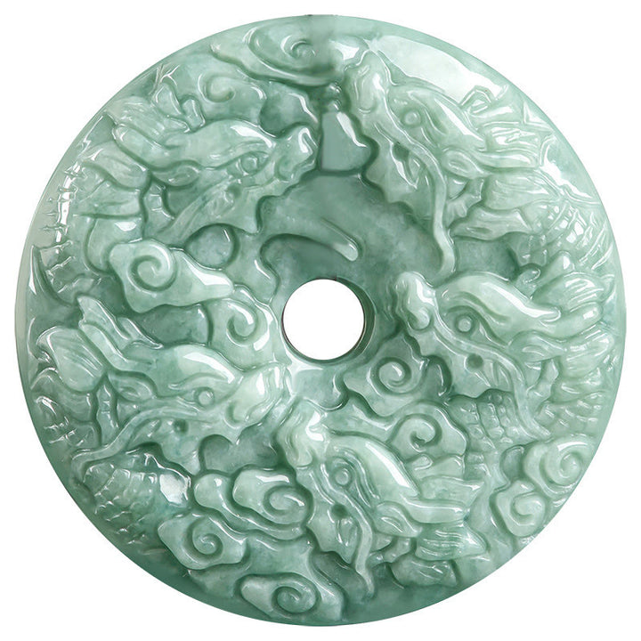 Buddha Stones Year of the Dragon Natural Jade Nine Dragons Peace Buckle Protection Necklace Pendant - image 9