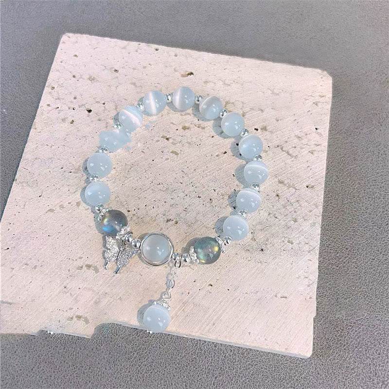 Buddha Stones Cat's Eye Moonstone Butterfly Star Charm Support Bracelet - image 13