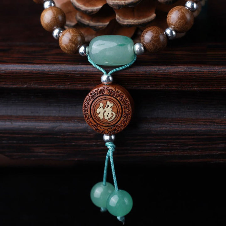 Buddha Stones Abelia Biflora Wood Happiness Protection Bracelet - image 2