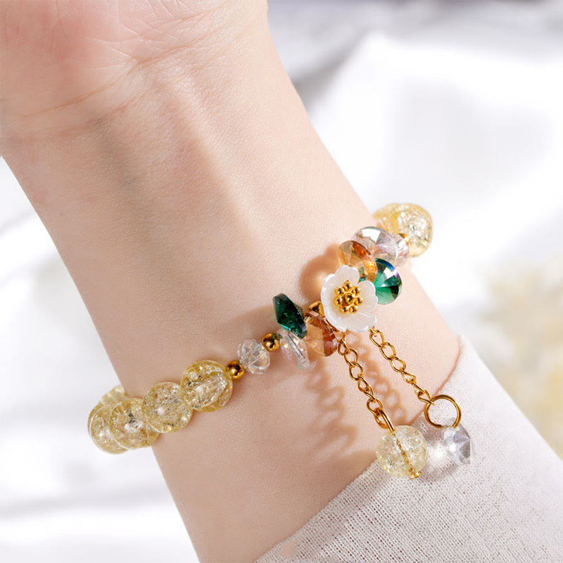 Buddha Stones Simple Design Flower Charm Glass Bead Bracelet - image 20
