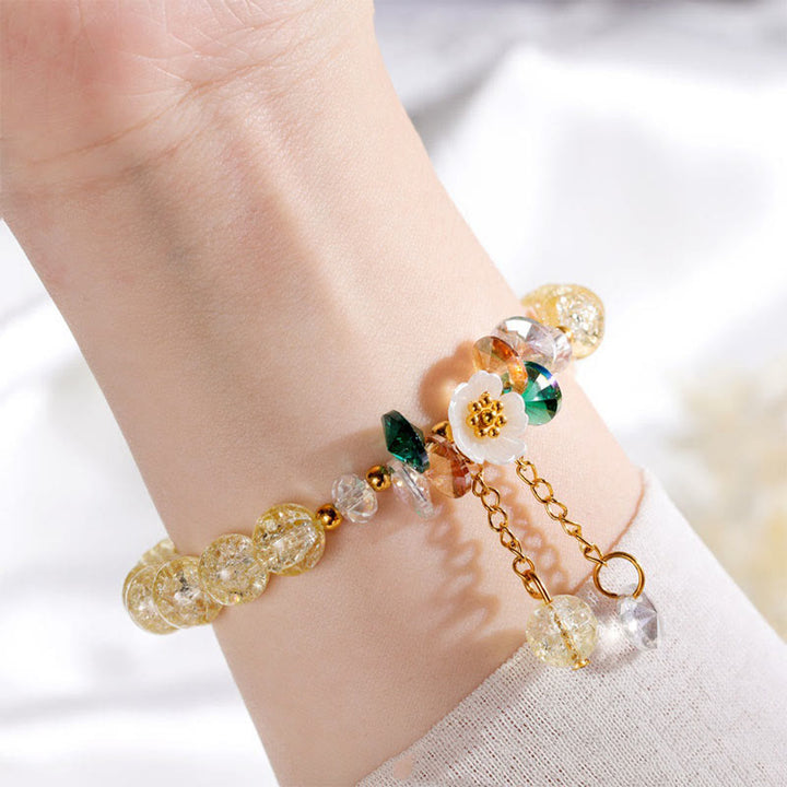 Buddha Stones Simple Design Flower Charm Glass Bead Bracelet - image 20