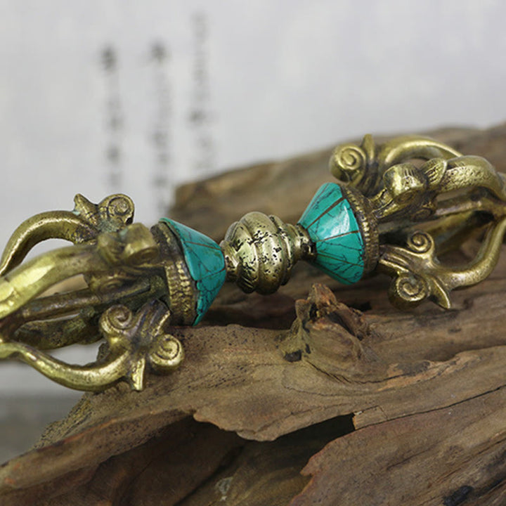Buddha Stones Tibetan Five Prong Vajra Dorje Handcrafted Nepal Spiritual Power Copper Decoration - image 7