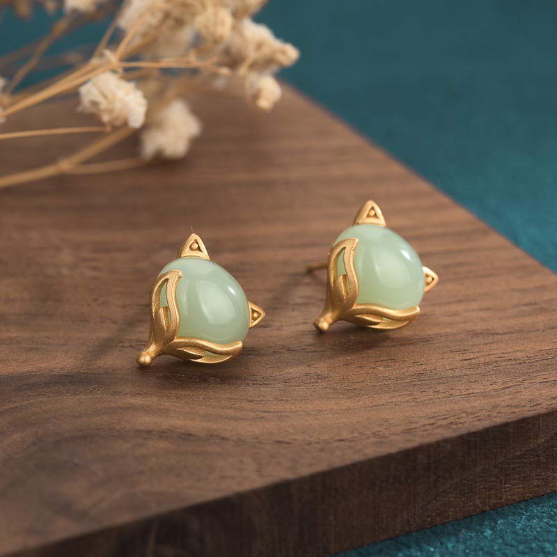 Buddha Stones FengShui Jade Luck Earrings - Jade - image 0
