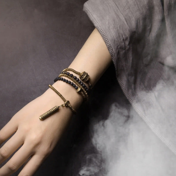 Buddha Stones Vintage Lava Rock Copper Healing Multilayered Bracelet - image 3
