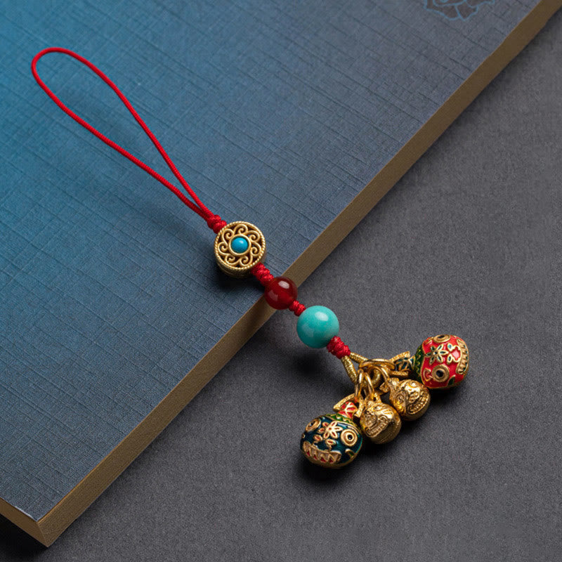 Buddha Stones Gold Swallowing Beast Family Luck Car Key Chain Phone Hanging Decoration - A Family Of Five - Red - Phone Hanging Decoration - image 18