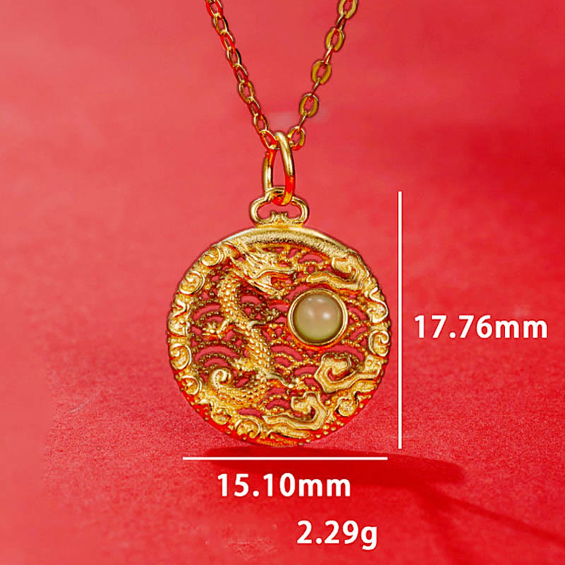 Buddha Stones 925 Sterling Silver Year Of The Dragon Auspicious Clouds Hetian Jade Inlaid Luck Necklace Pendant - image 6