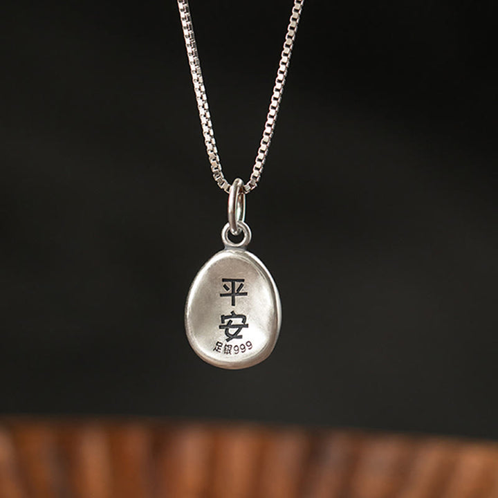 Buddha Stones 999 Sterling Silver Peace And Joy Fu Character Luck Fortune 925 Sterling Silver Chain Necklace Pendant - image 7