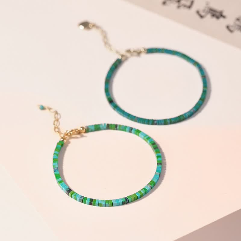 Buddha Stones Turquoise Beaded Friendship Strength Chain Bracelet - image 6