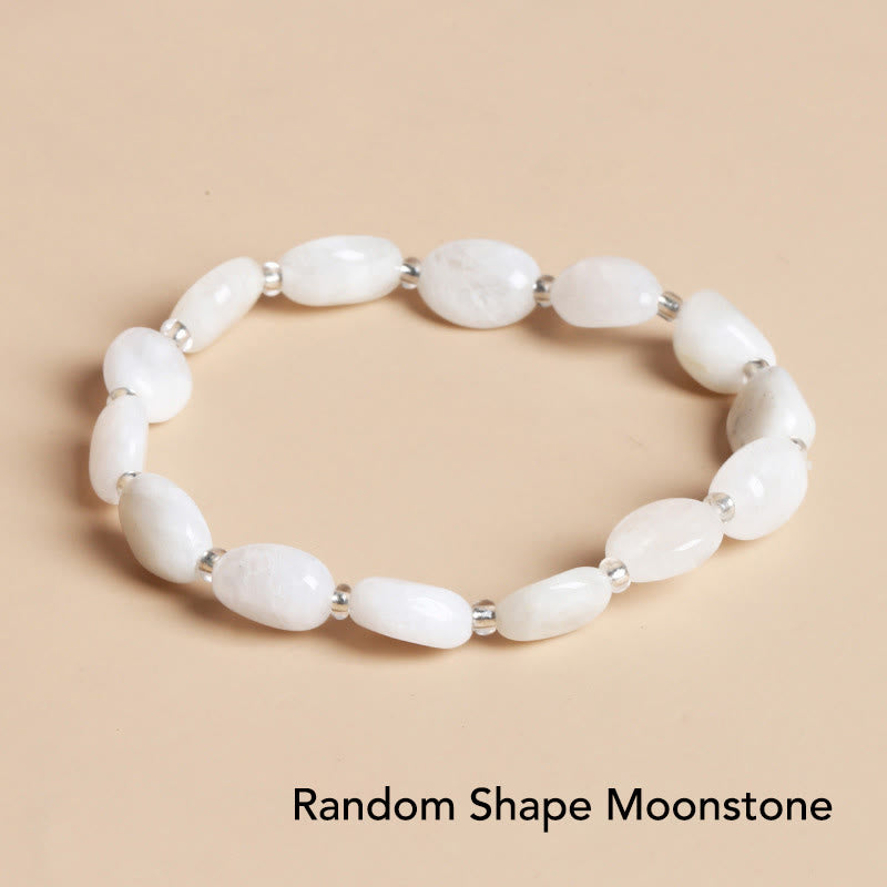 Buddha Stones Natural Irregular Shape Stone Crystal Meditation Balance Bracelet - Random Shape Moonstone - image 31