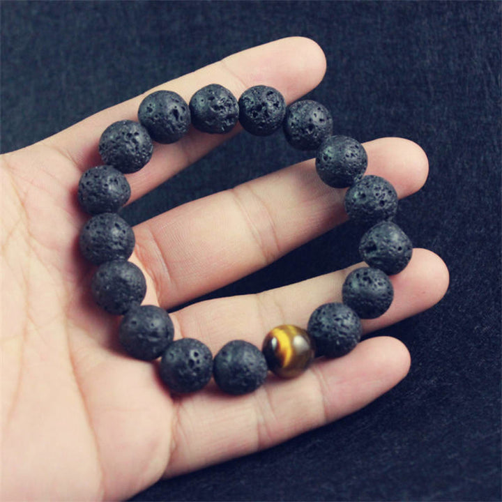 Buddha Stones Lava Rock Tiger Eye Stone Peace Healing Bracelet - image 11
