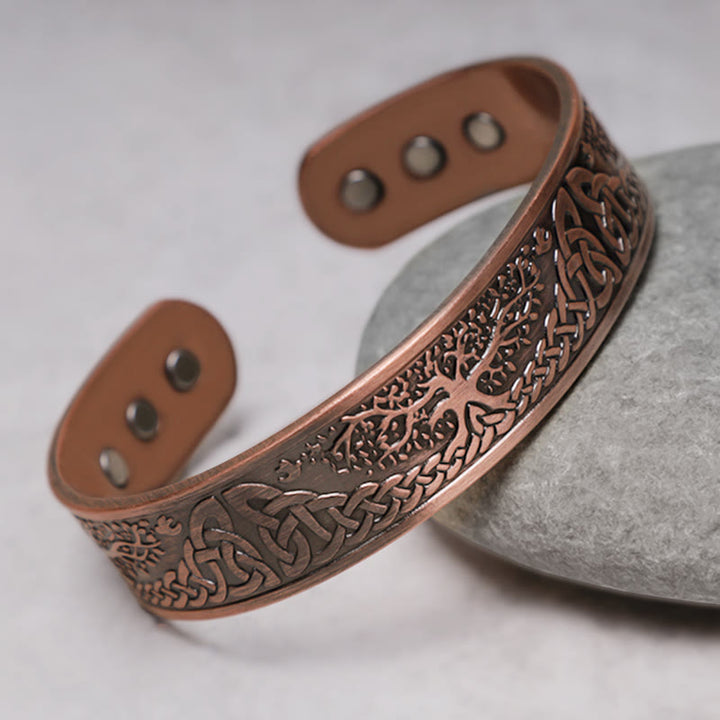 Buddha Stones Lucky Tree Of Life Balance Magnetic Adjustable Cuff Bracelet Bangle - image 2