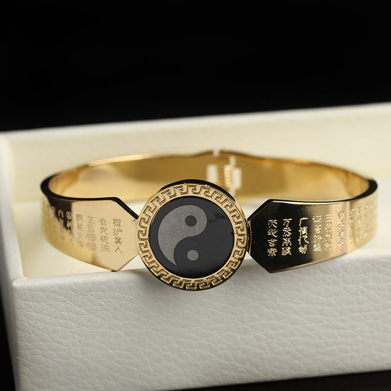 Buddha Stones Yin Yang Lotus Om Mani Padme Hum Mantra Titanium Steel Harmony Bracelet Bangle - image 2