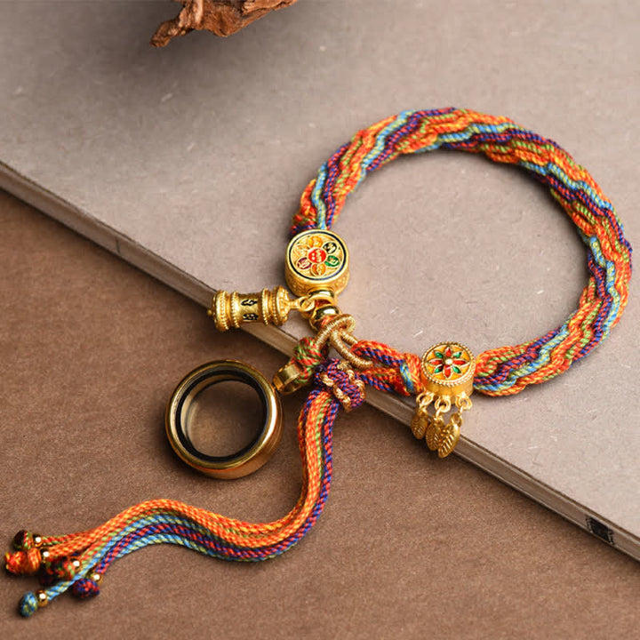 Buddha Stones Tibetan Om Mani Padme Hum Dreamcatcher Luck Colorful Reincarnation Knot String Bracelet - image 2