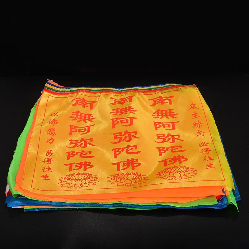 Buddha Stones Tibetan 7 Colors Windhorse Letter Auspicious Lotus Outdoor 21 Pcs Prayer Flag - image 16