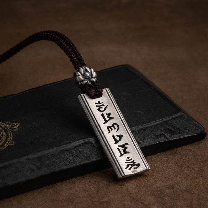 Buddha Stones 999 Sterling Silver Om Mani Padme Hum Engraved Lotus Wisdom Necklace Pendant - image 13