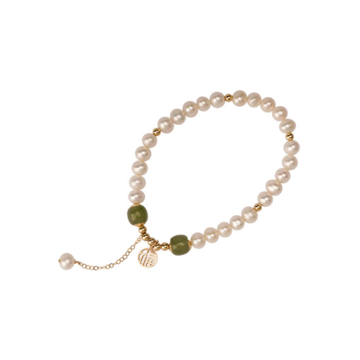 Buddha Stones Natural Pearl Hetian Jade Happiness Wisdom Bead Bracelet - image 13