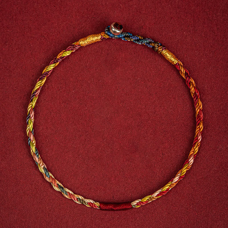 Buddha Stones Handmade Five Color Thread Luck Couple Child Adult Bracelet - image 3