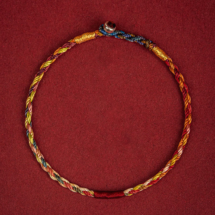 Buddha Stones Handmade Five Color Thread Luck Couple Child Adult Bracelet - image 3