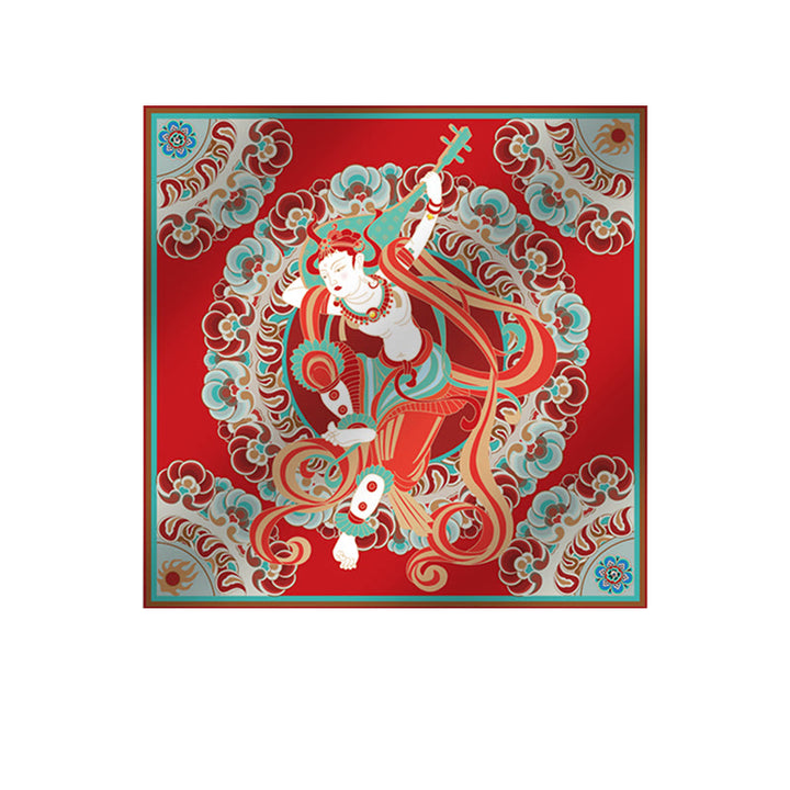 Buddha Stones Dunhuang Rebound Pipa Flying Frescoes 100% Mulberry Silk Scarf Premium Grade 6A Dunhuang Shawl - image 34