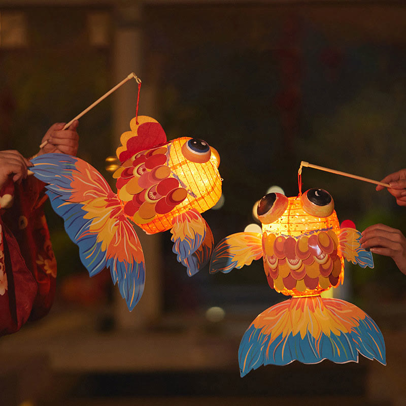 Buddha Stones DIY Good Luck Koi Fish Paper Lantern Lamp Mid-Autumn Festival Child Kids Lantern Decoration - image 0