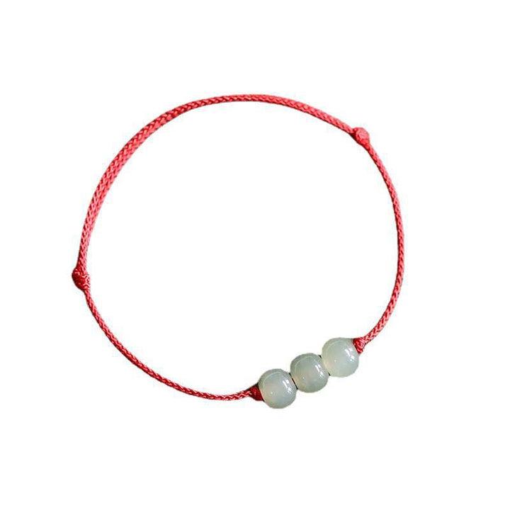 Buddha Stones Three Beads Jade Luck String Weave Bracelet - image 2