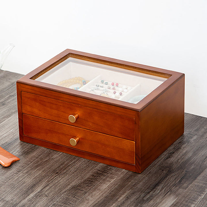 Buddha Stones Retro Solid Wood Jewelry Box Jewelry Storage Box With Drawer - image 4