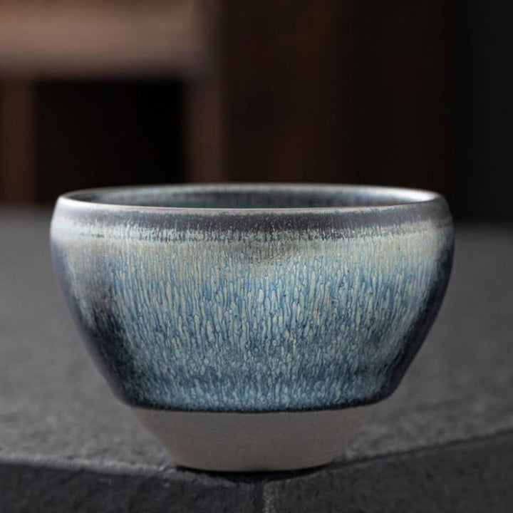 Buddha Stones Vintage Chinese Silver Blue Jianzhan Kiln Change Porcelain Teacup Kung Fu Tea Cup - image 2