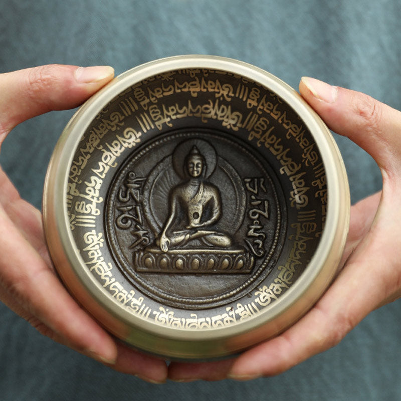 Buddha Stones Tibetan Sound Bowl Handcrafted for Focus and Meditation Peaceful Happiness Singing Bowl Set - image 0