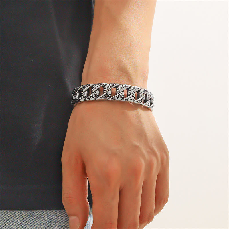 Buddha Stones Tibetan Om Mani Padme Hum Mantra Titanium Steel Peace Cuf Bangle Bracelet - image 8