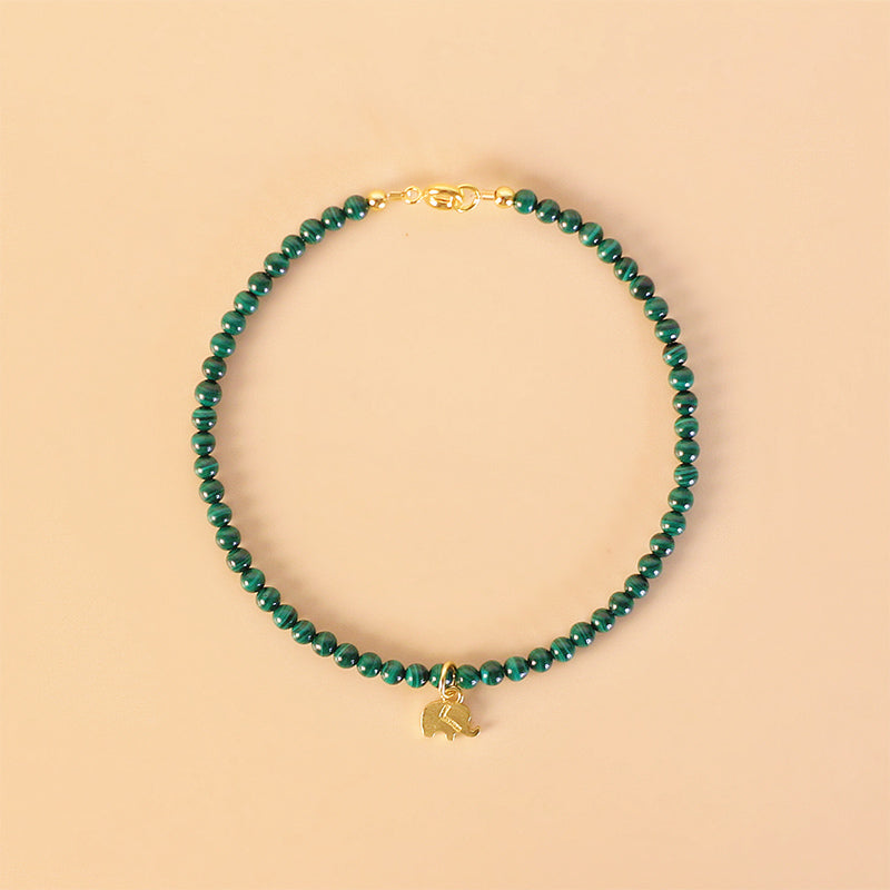 Buddha Stones Natural Malachite Elephant Anti-Anxiety Charm Bracelet - Buckle - 17cm - image 6