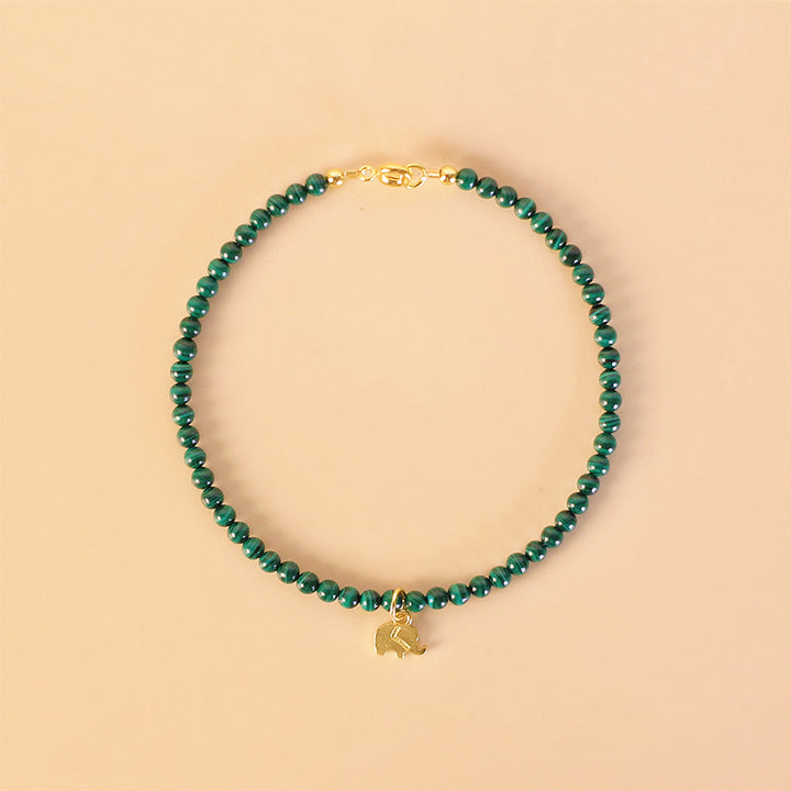 Buddha Stones Natural Malachite Elephant Anti-Anxiety Charm Bracelet - Buckle - 17cm - image 6