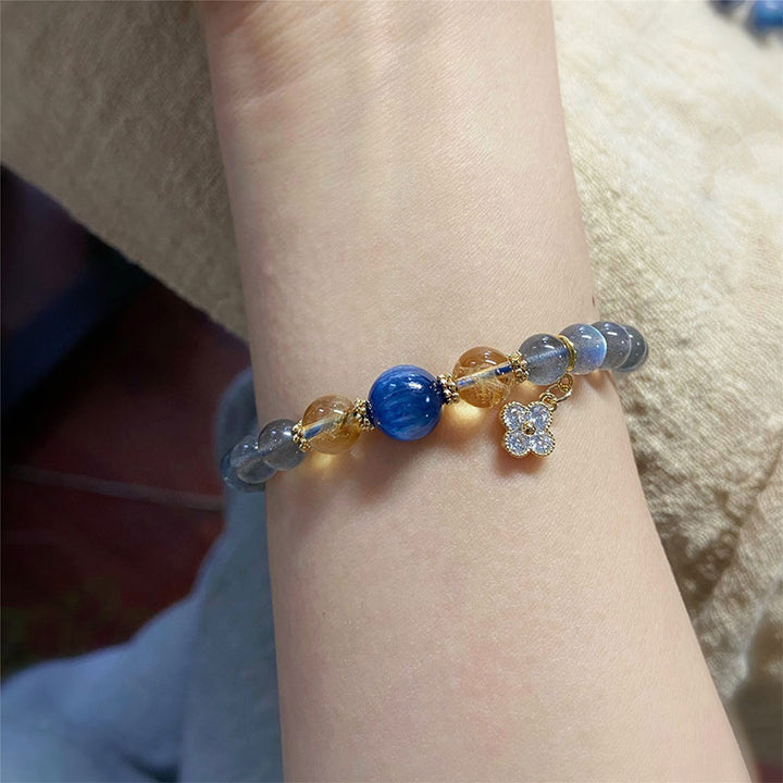 Buddha Stones Natural Moonstone Flower Chram Healing Beads Bracelet - image 4