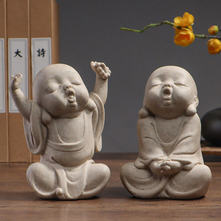 Buddha Stones Tibetan Meditation Buddha Monk Blessing Serenity Resin Home Decoration - image 1