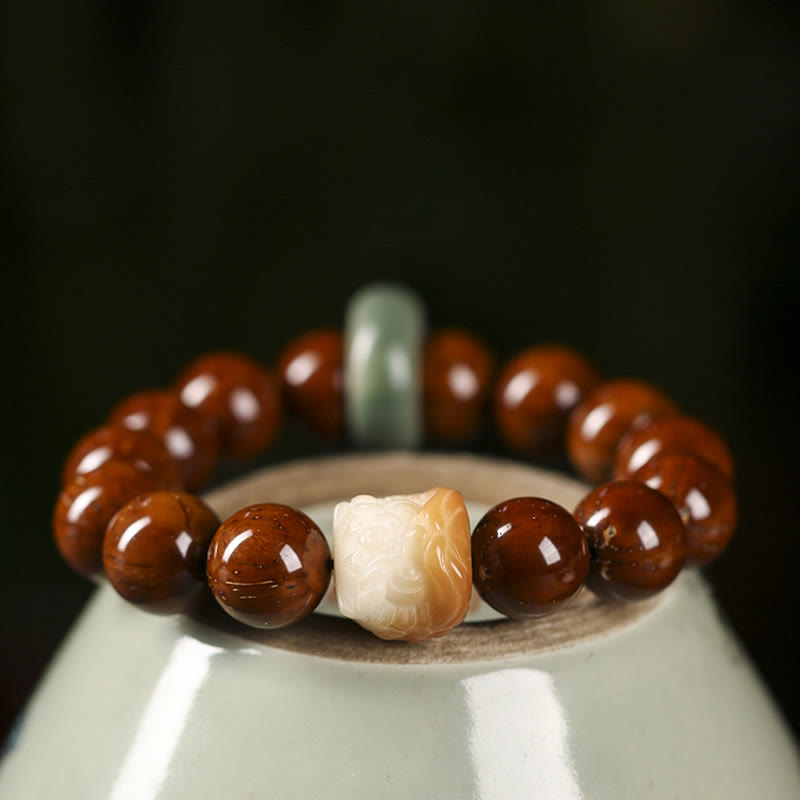 Buddha Stones Purple Bodhi Seed Dancing Lion Wisdom Bracelet - Bodhi Seed&Gradient Dancing Lion(Wrist Circumference 15-17cm) - image 0