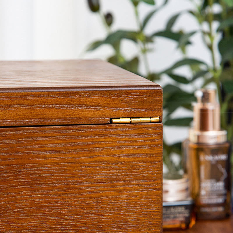 Buddha Stones Retro Wooden Jewelry Box Three-Layer Jewelry Storage Box - image 11