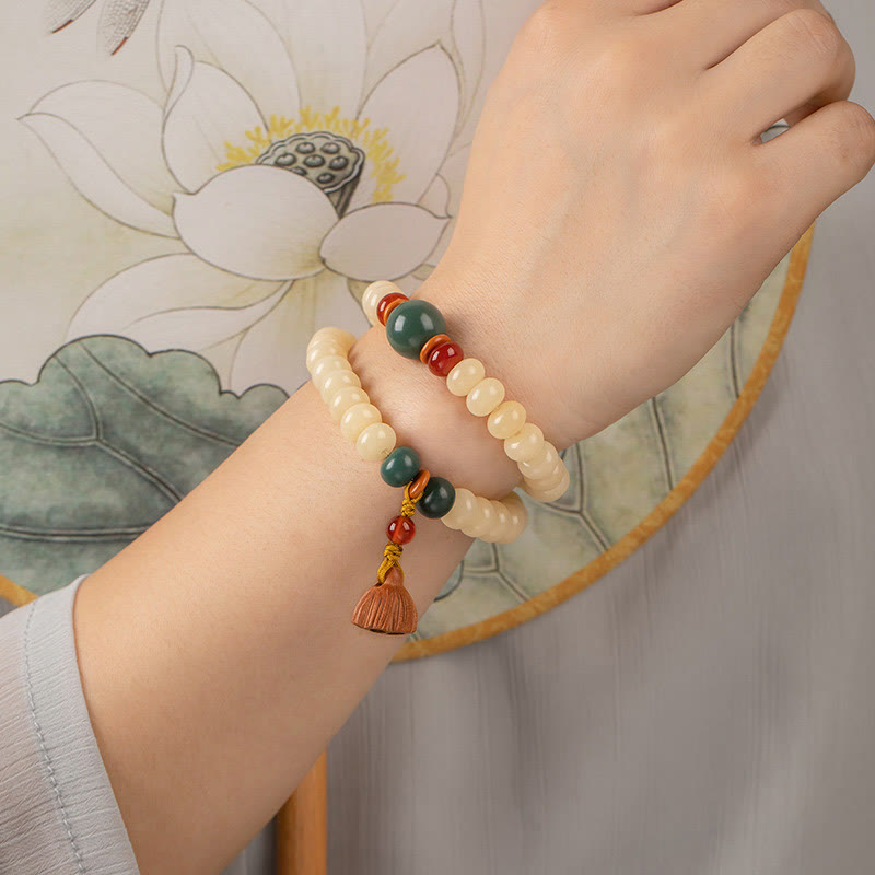 Buddha Stones Bodhi Seed Lotus Pod Charm Peace Double Wrap Bracelet - image 9