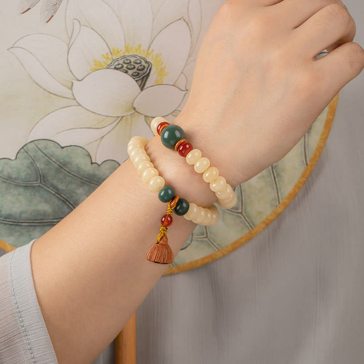 Buddha Stones Bodhi Seed Lotus Pod Charm Peace Double Wrap Bracelet - image 9