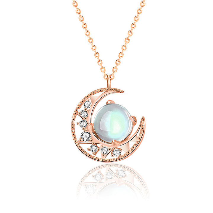 Buddha Stones 925 Sterling Silver Moonstone Moon Pattern Love Necklace Pendant - Moonstone (Love ♥ Calm) - image 0