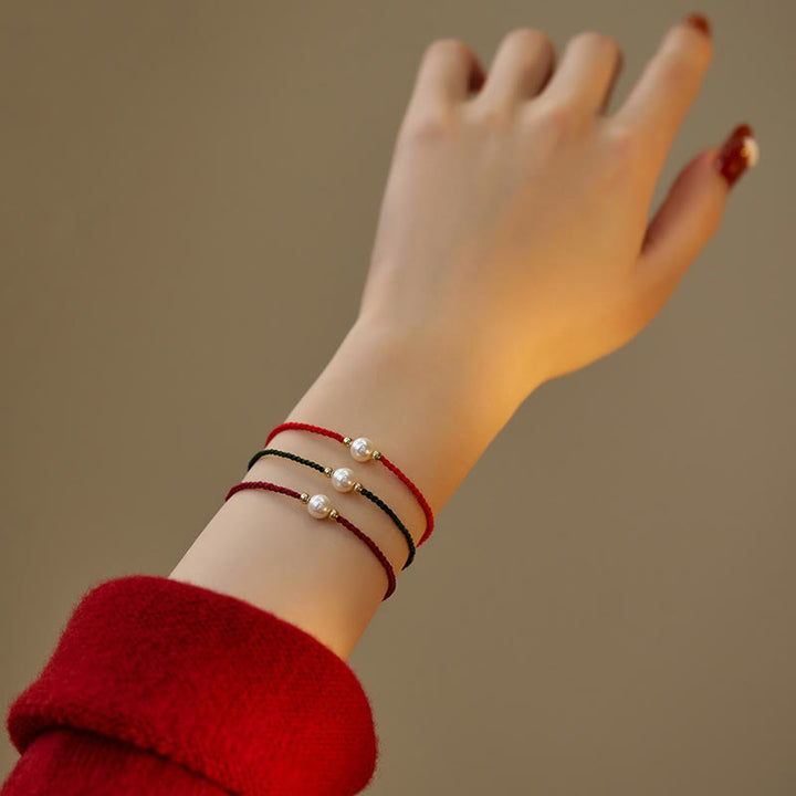 Buddha Stones Natural Pearl Bead Luck Braid String Bracelet - image 2