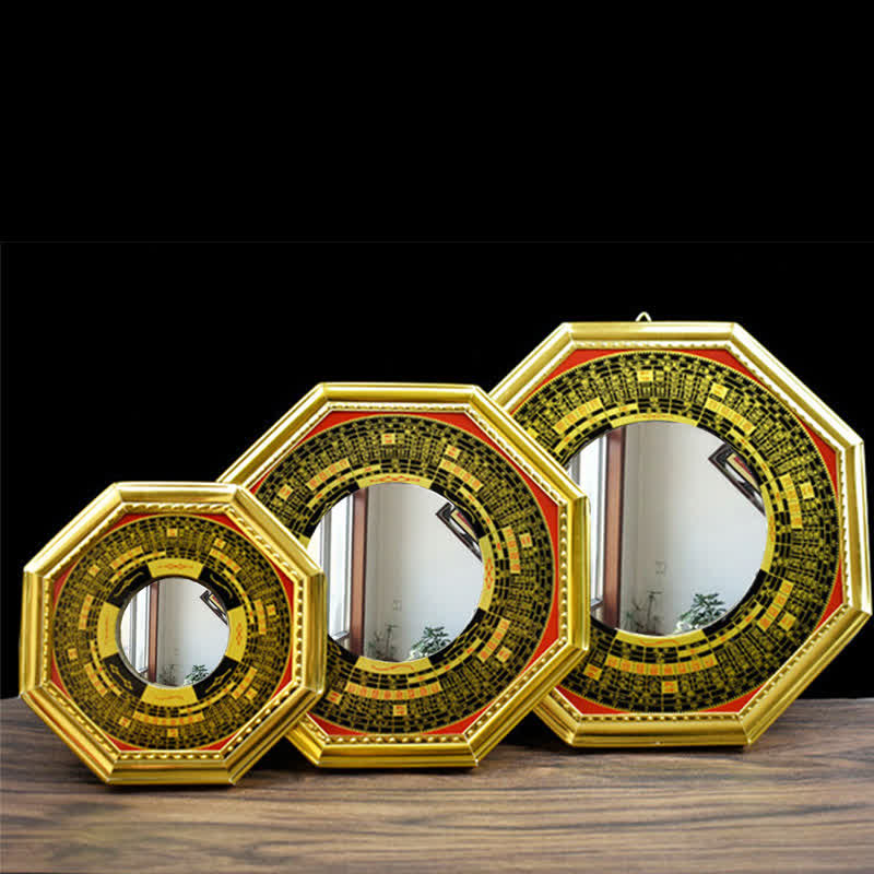 Feng Shui Bagua Map Five-Emperor Coins Gourd Balance Living Room Energy Map Mirror - image 1