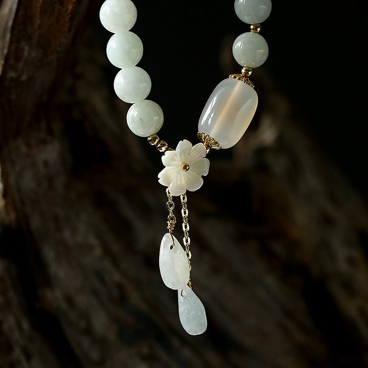 Buddha Stones Natural White Jade Luck Bracelet - image 3
